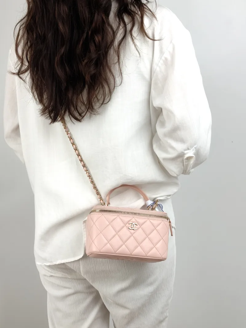 Chanel Crossbody Bag Edition Pink Lambskin Mini 16 × 8 × 9.5 cm — on-model view 2 of 2