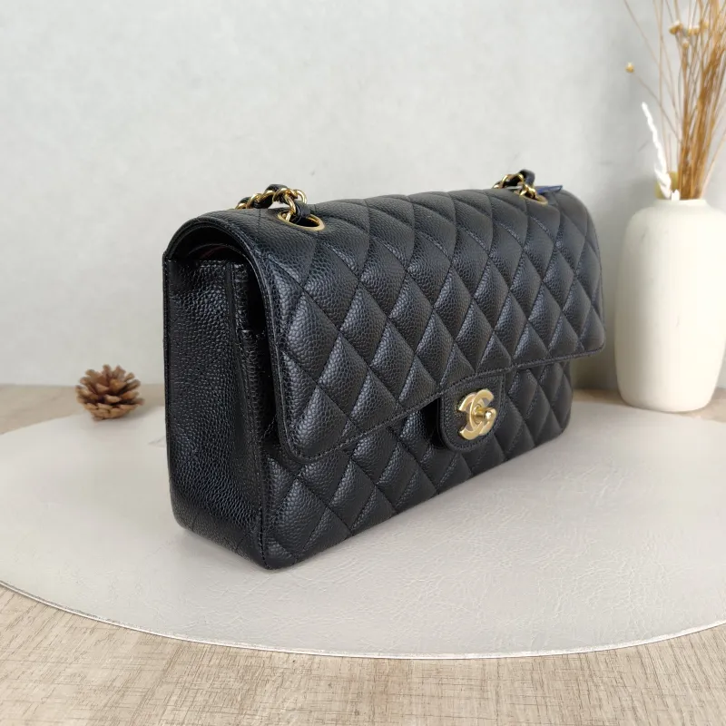 Chanel Crossbody Bag Classic Flap CF Black Grained Calfskin Medium 25.5 × 6.5 × 15.5 cm — cover view 6 of 6