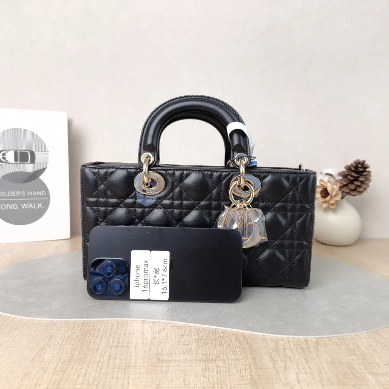 DIOR Crossbody Bag Lady D-Joy Black Lambskin Medium26 × 5 × 13.5 cm — cover view 3 of 6