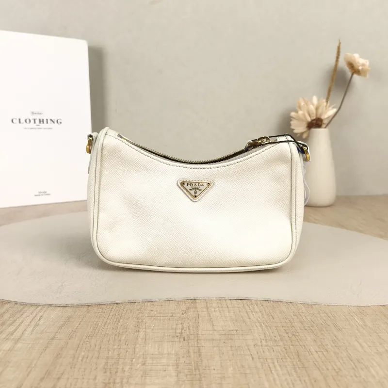 PRADA Shoulder Bag Re-Edition hobo White Calfskin Mini17 × 4 × 12 cm