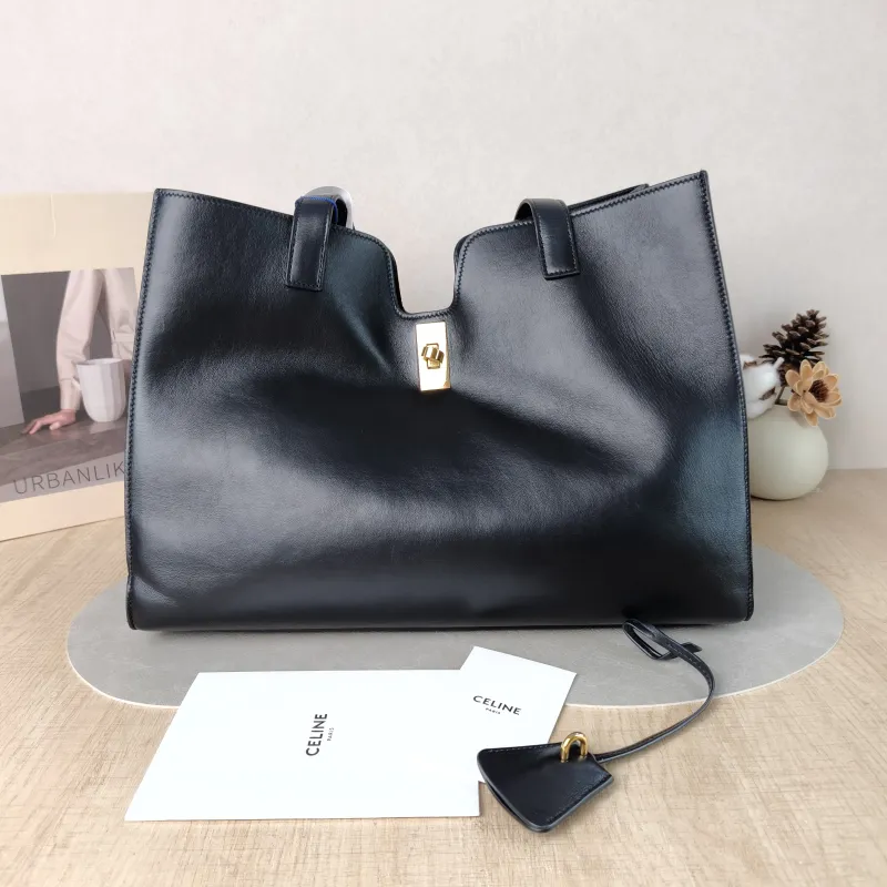 CELINE Shoulder Bag Cabas 16 Tote Bag Black Calfskin Large 37 × 14 × 26 cm — cover view 6 of 6
