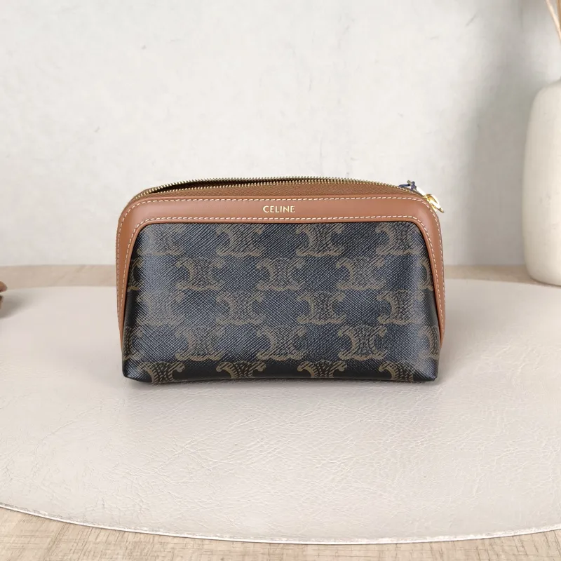 CELINE Cosmetic Bag Triomphe Cosmetic Bag Monogram PVC Small 14 × 8 × 9.5 cm