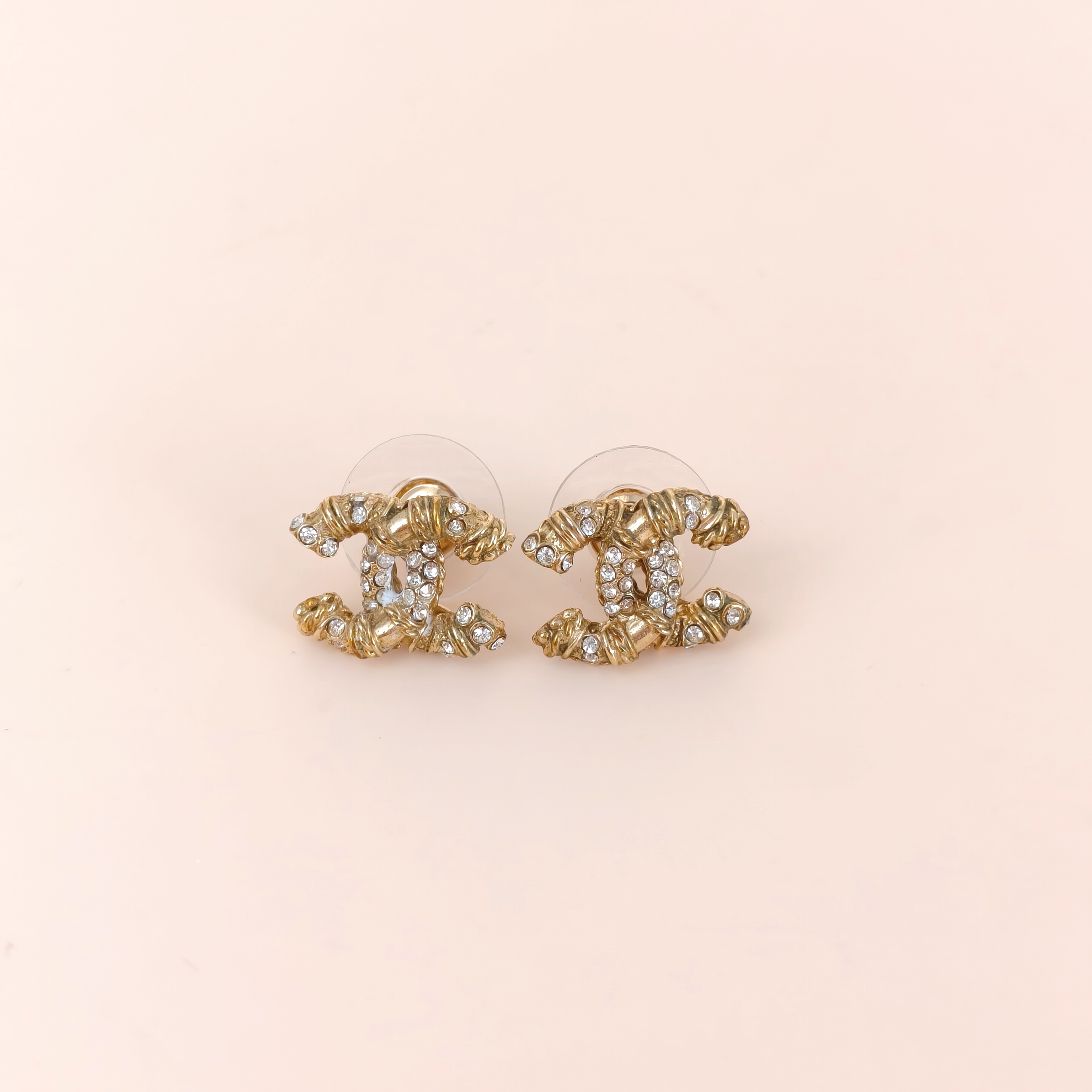 Chanel Earrings c Woven Earrings Gold One Size