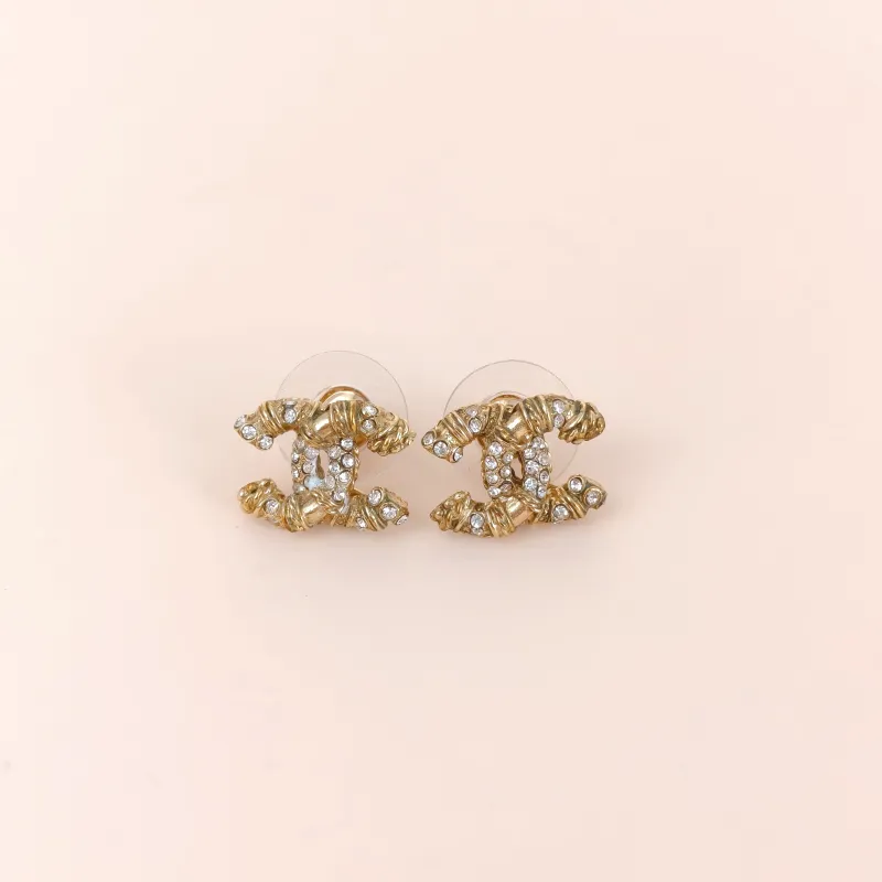 Chanel Earrings c Woven Earrings Gold One Size