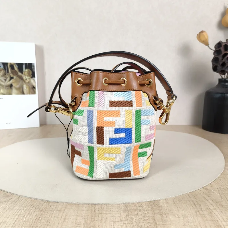FENDI Crossbody Bag Mon Tresor Bucket Bag Brown Canvasmini12 × 10 × 18 cm — cover view 3 of 5