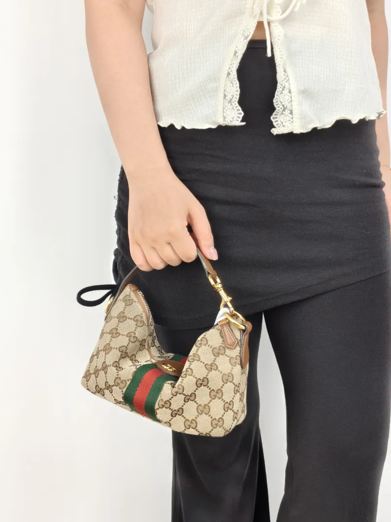 GUCCI Top Handle Bag vanity Vanity Case Bag Monogram Canvas Mini 19 × 9 × 10 cm — on-model view 2 of 2