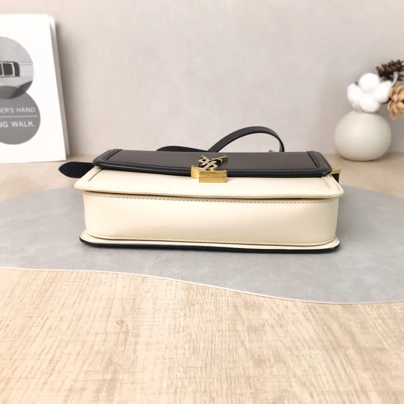 SAINT LAURENT Crossbody Bag Solferino Box Shoulder Bag Beige Black Calfskin Medium 23 × 16 × 7 cm — cover view 5 of 5