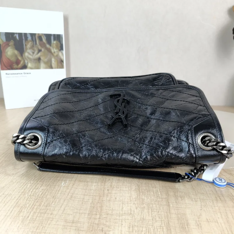 SAINT LAURENT Crossbody Bag Niki D Waxed Leather Calfskin Medium 28 × 8.5 × 20 cm — detail view 11 of 12