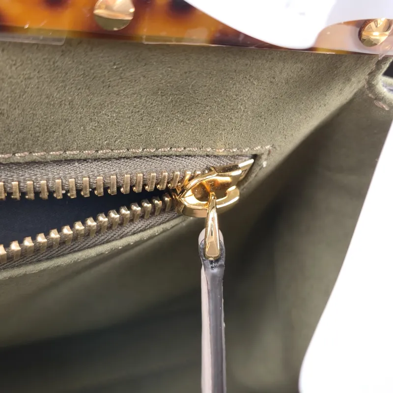 FENDI Top Handle Bag Peekaboo IS ee U Grey Calfskin Medium 33.5 × 13 × 25.5 cm — detail view 7 of 12