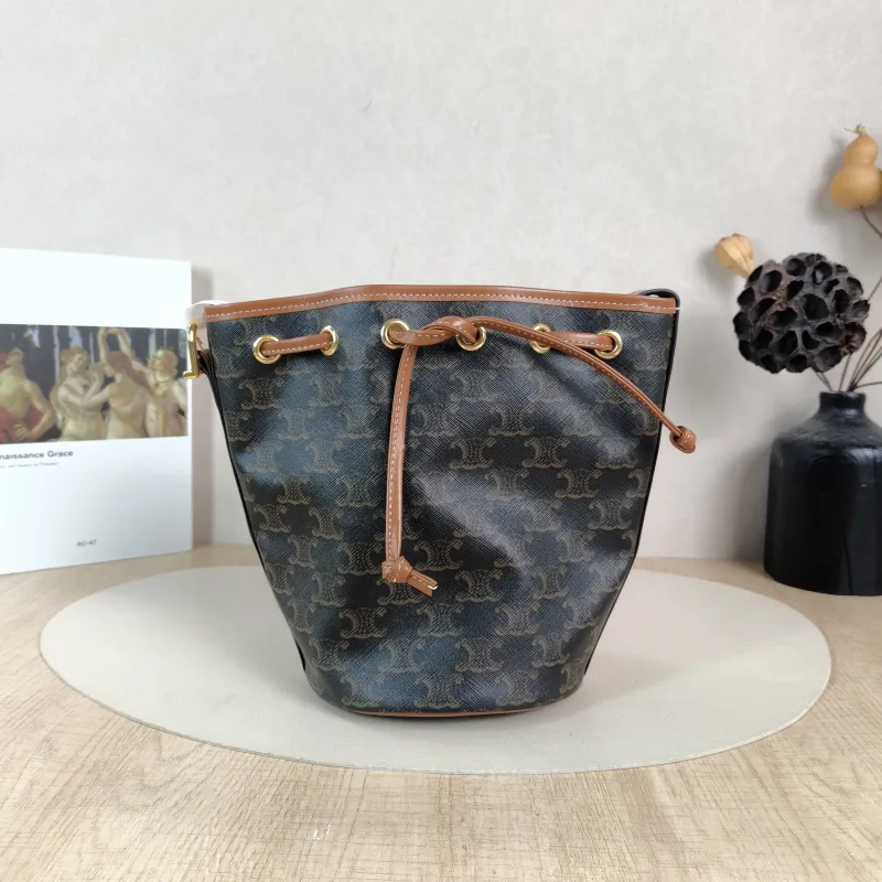 CELINE Crossbody Bag Triomphe Bucket Bag Monogram PVC Small14 × 14 × 21 cm
