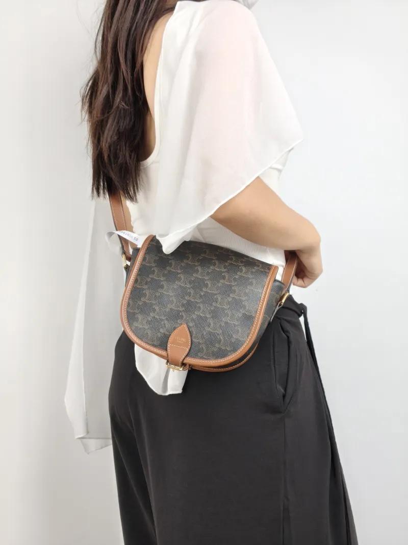 CELINE Crossbody Bag FOLCO Monogram PVC Medium 18.5 × 8 × 17 cm — on-model view 1 of 2