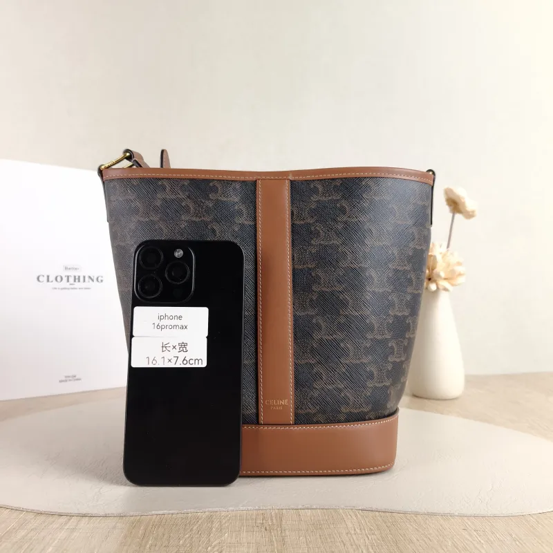 CELINE Crossbody Bag Triomphe Bucket Bag Monogram PVC Small 22 × 13 × 26 cm — cover view 4 of 5