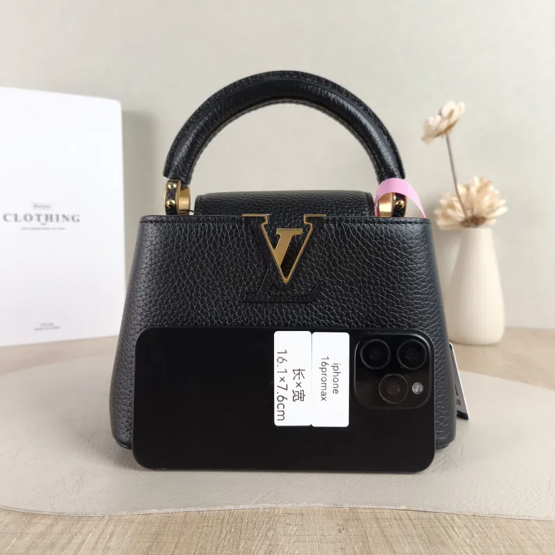 Louis Vuitton Crossbody Bag Capucines Black Calfskin Mini 21 × 8 × 14 cm — cover view 3 of 5