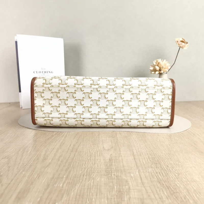 CELINE Top Handle Bag Horizontal Cabas Shopping Tote Beige PVC Mini 34 × 12 × 22.5 cm — cover view 5 of 5