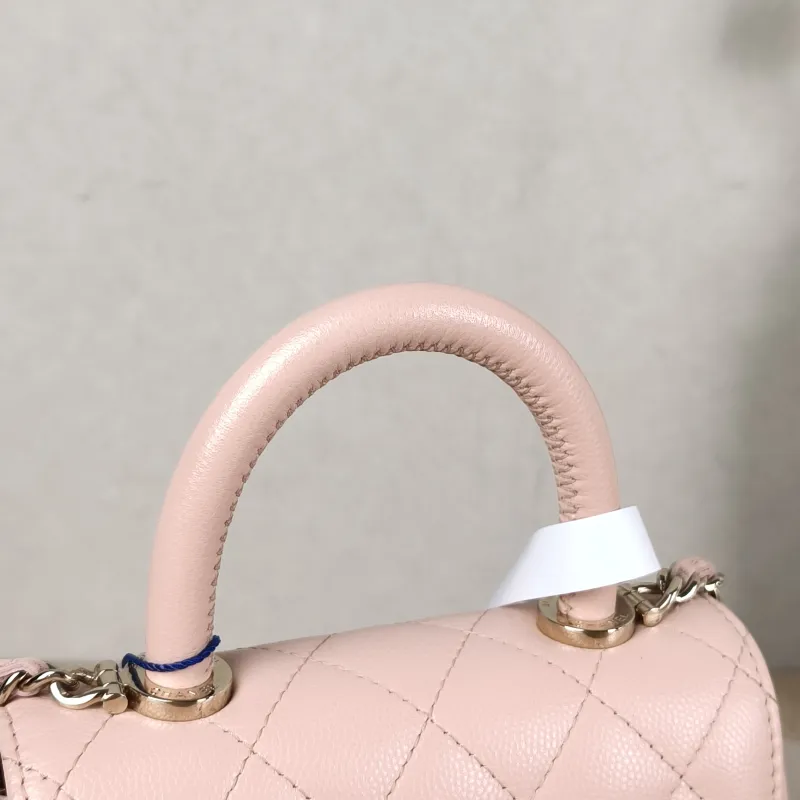Chanel Top Handle Bag Coco Handle​ Pink Grained Calfskin Mini 14.5 × 5.5 × 11.5 cm — detail view 8 of 12