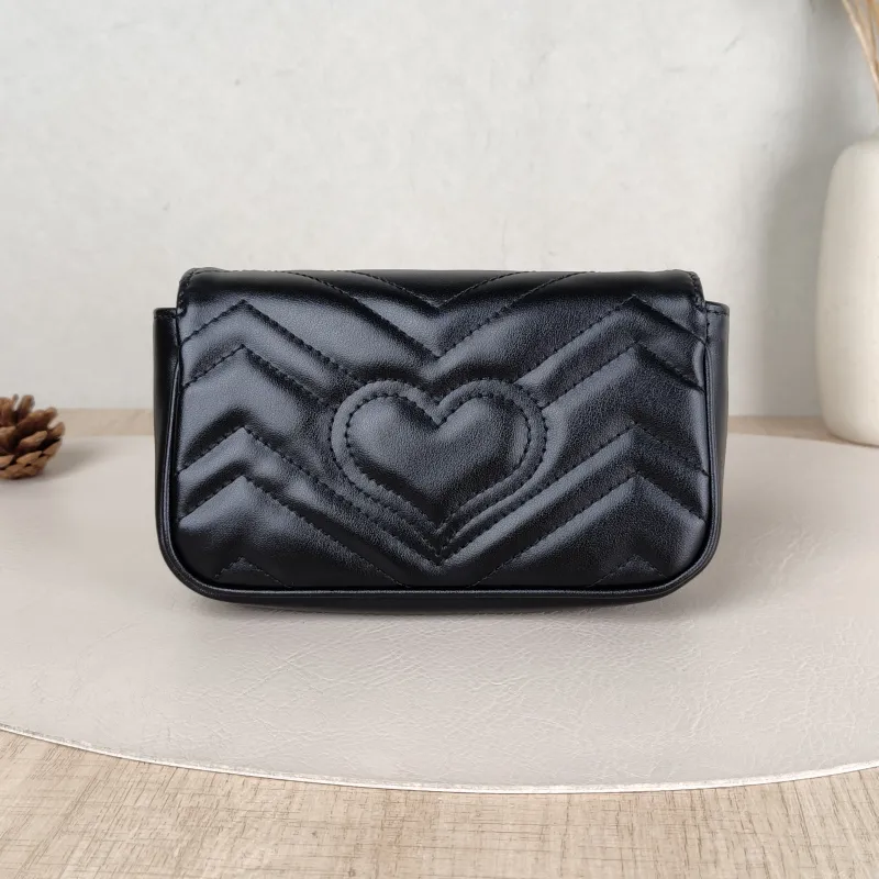 GUCCI Crossbody Bag GG Marmont Mini Marmont Mini Black Calfskin Mini 16.5 × 4.5 × 9.5 cm — cover view 3 of 6