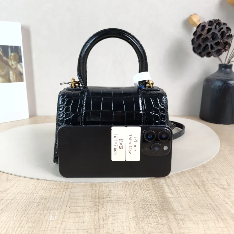 BALENCIAGA Crossbody Bag Hourglass Hourglass Bag Black CC alfskin Mini 19 × 8 × 13 cm — cover view 4 of 6
