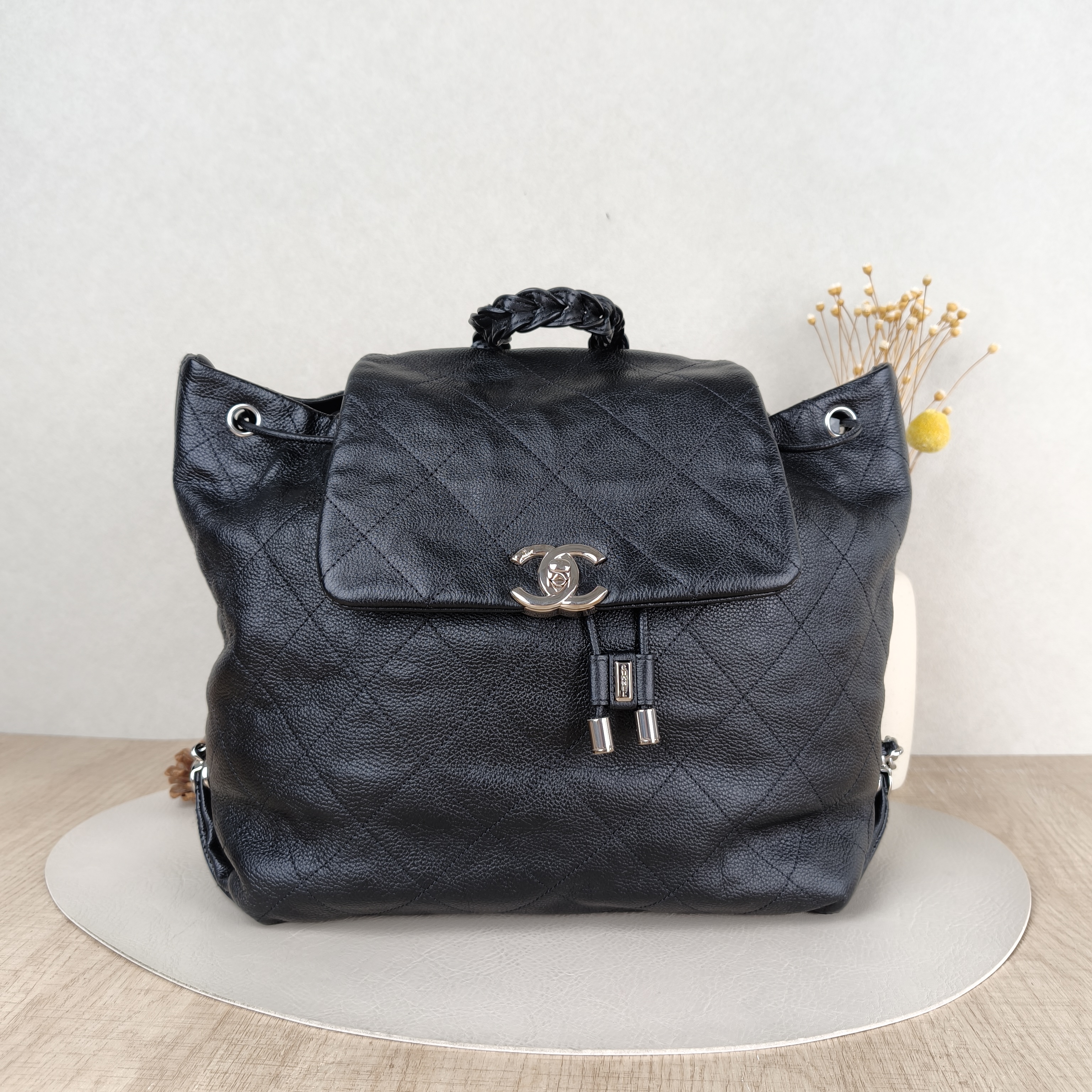 Chanel Backpack Backpack Black Calfskin One Size27 × 14 × 29 cm