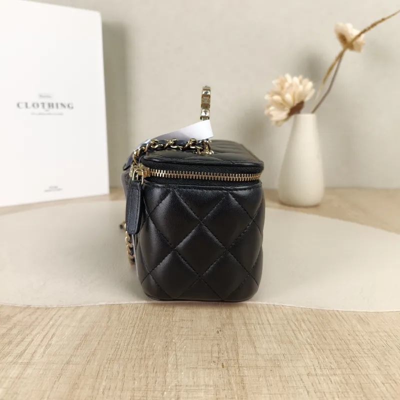 Chanel Crossbody Bag 24p Edition Box Bag Cosmetic Bag Black Lambskin 17 × 8 × 9.5 cm — detail view 11 of 14