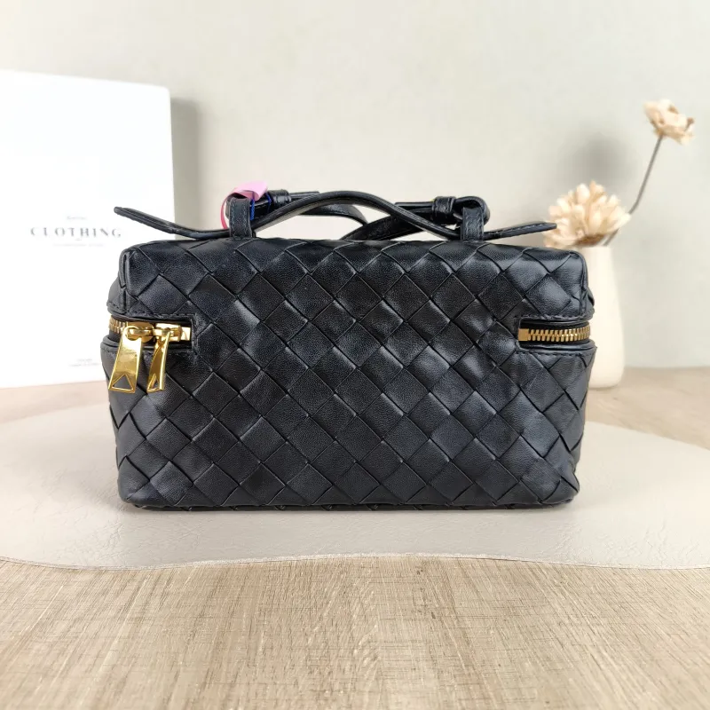 Bottega Veneta Top Handle Bag Woven Top Handle Bag Black Calfskin One Size 23 × 5.5 × 13 cm — cover view 3 of 5