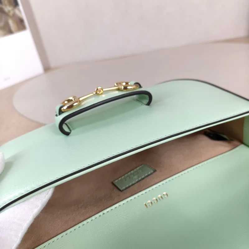 GUCCI Crossbody Bag Horsebit 1955 Horsebit Small Green Calfskin Small 24 × 5.5 × 13 cm — detail view 9 of 11