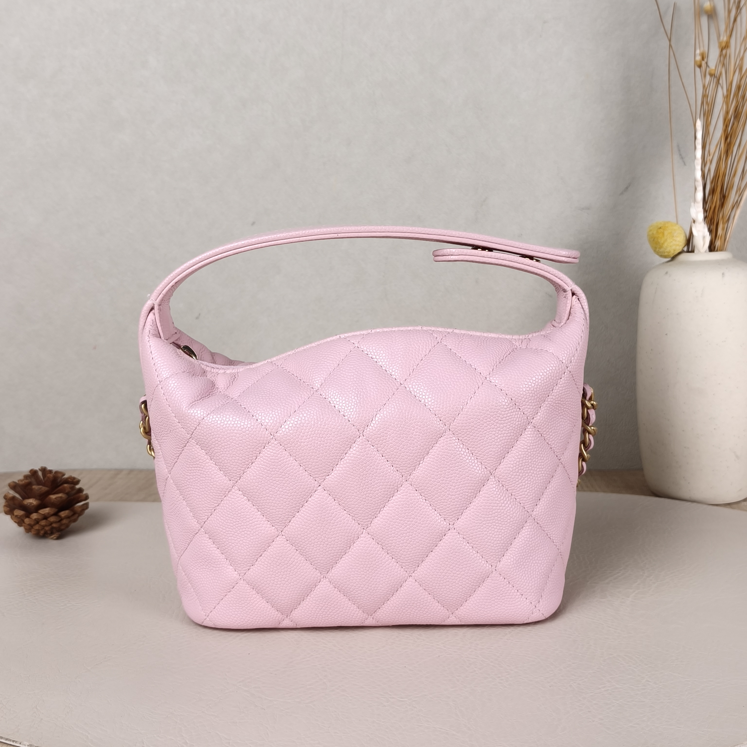 Chanel Crossbody Bag Gold-Tone Hardware Pink Grained Calfskin One Size21.5 × 7.5 × 19 cm — cover view 3 of 5