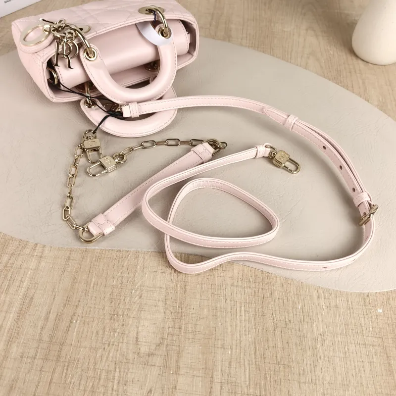 DIOR Crossbody Bag Lady D-Joy Pink Lambskin Mini 16 × 5 × 9 cm — detail view 10 of 11