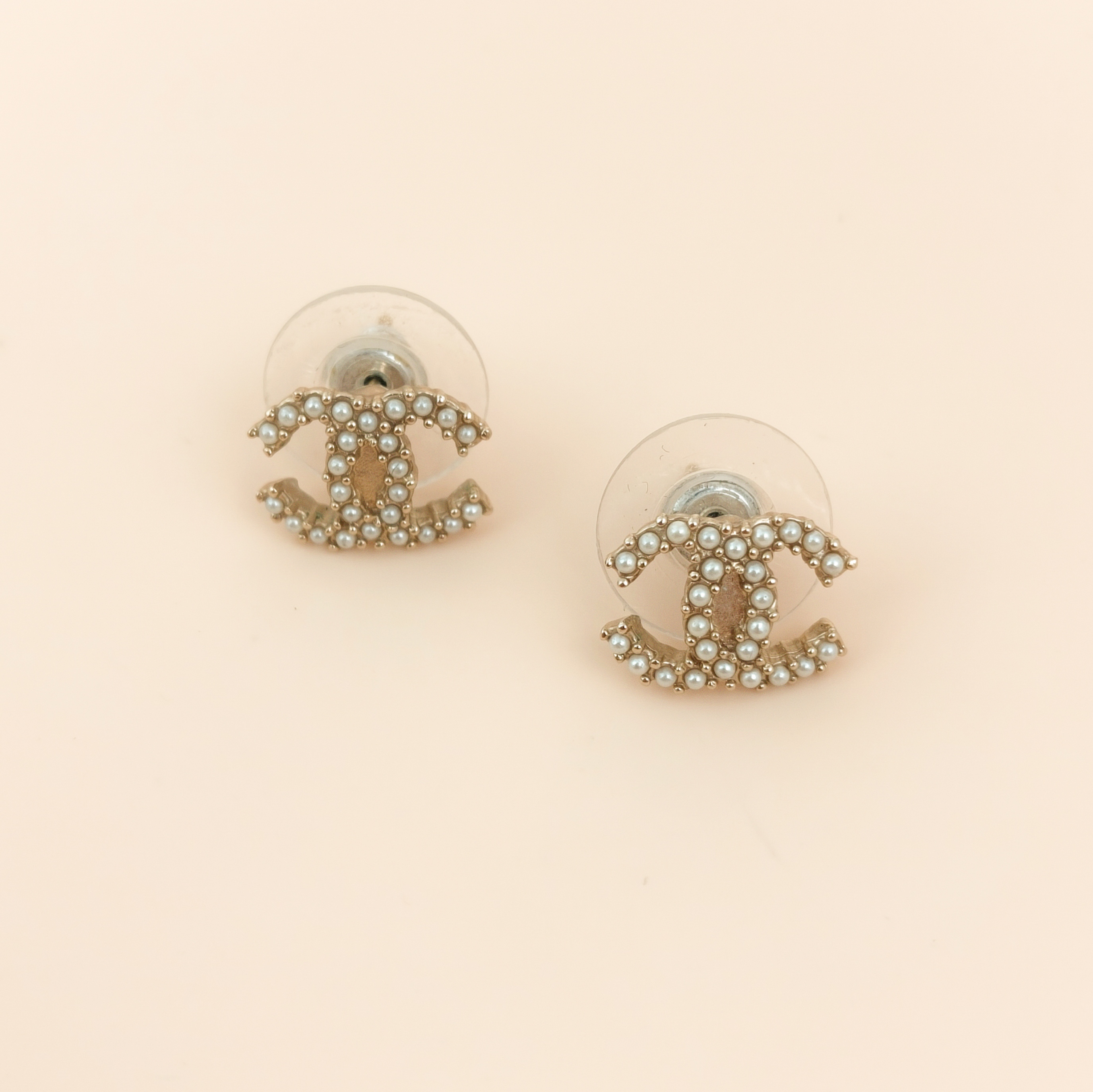 Chanel Earrings c Pearl Earrings Gold One Size