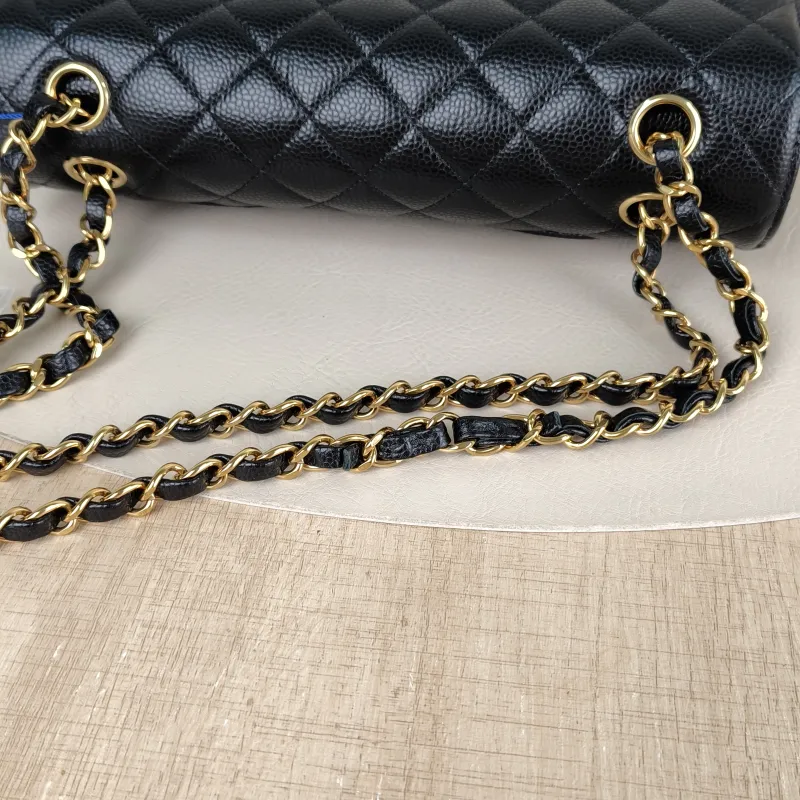 Chanel Crossbody Bag Classic Flap CF Black Grained Calfskin Medium 25.5 × 6.5 × 15.5 cm — detail view 12 of 15