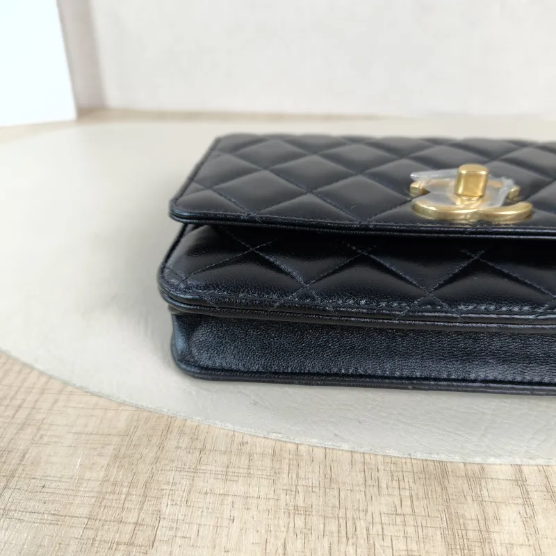Chanel Crossbody Bag Classic Flap WOC CF WOCWOC Bag C Black Lambskin Mini 19.2 × 3.5 × 12.3 cm — detail view 2 of 12