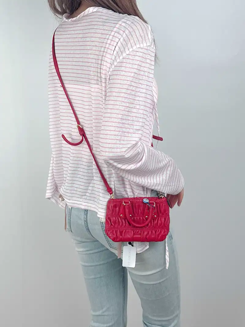 PRADA Crossbody Bag Messenger Bag Crossbody Bag Red Calfskinmini14 × 5 × 10 cm — on-model view 3 of 3