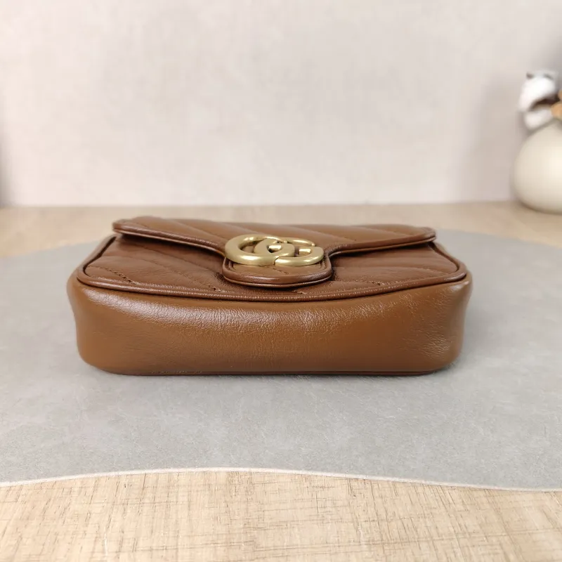 GUCCI Crossbody Bag GG Marmont Mini Marmont Mini Caramel Calfskin Mini 16.5 × 4.5 × 9.5 cm — cover view 3 of 5