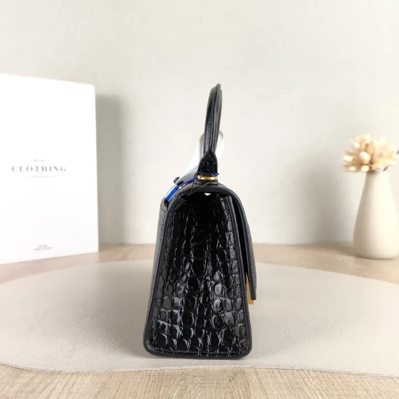 BALENCIAGA Crossbody Bag Hourglass Hourglass Bag Black CC alfskin Mini 19 × 8 × 13 cm — detail view 10 of 11