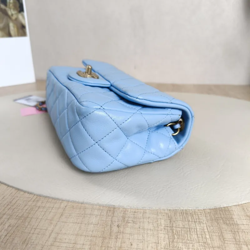 Chanel Crossbody Bag Classic Flap Large Mini CF Mini Blue Lambskin mini20 × 6 × 12 cm — cover view 5 of 10