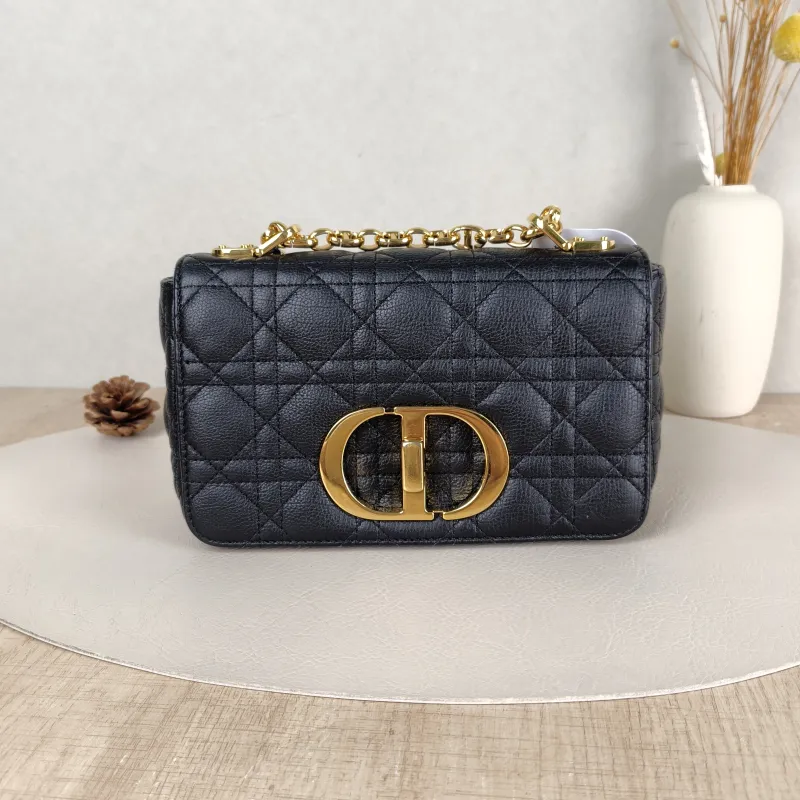 DIOR Crossbody Bag Caro Chain Bag Black CC alfskin20 × 7 × 13.5 cm