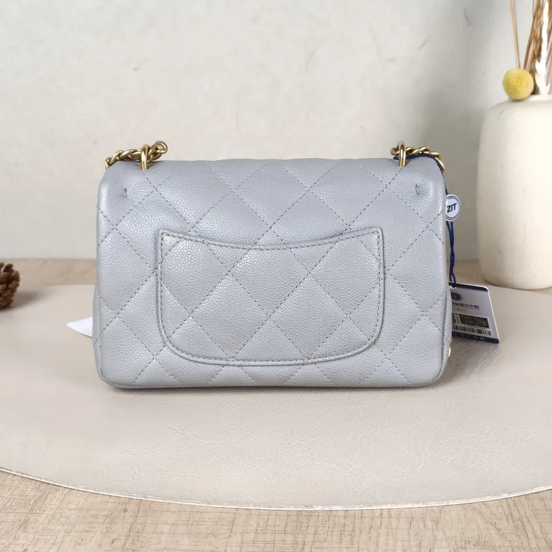 Chanel Crossbody Bag Classic Flap Large Mini CF Mini Grey Grained Calfskin mini20 × 6 × 12 cm — cover view 4 of 5