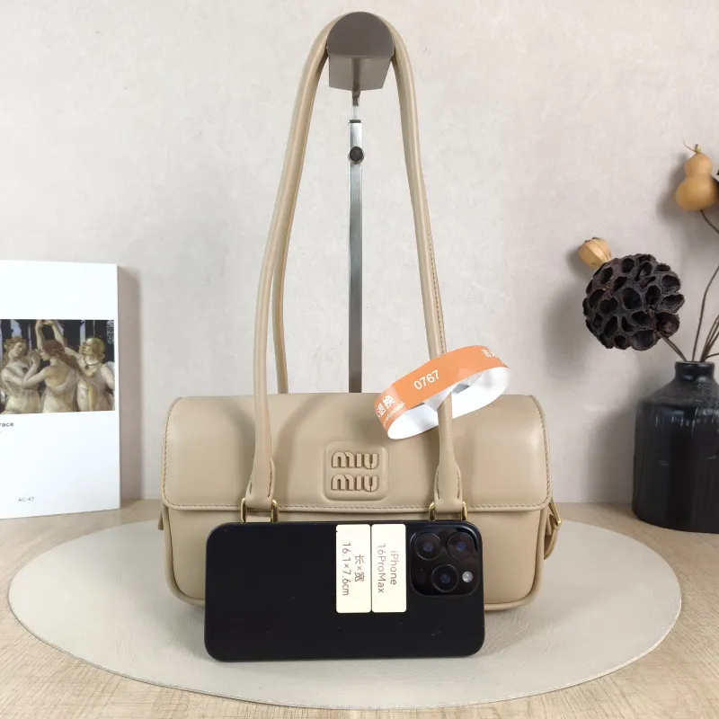 Miumiu Shoulder Bag Shoulder Bag Taupe Calfskin 24 × 5 × 13 cm — cover view 2 of 6