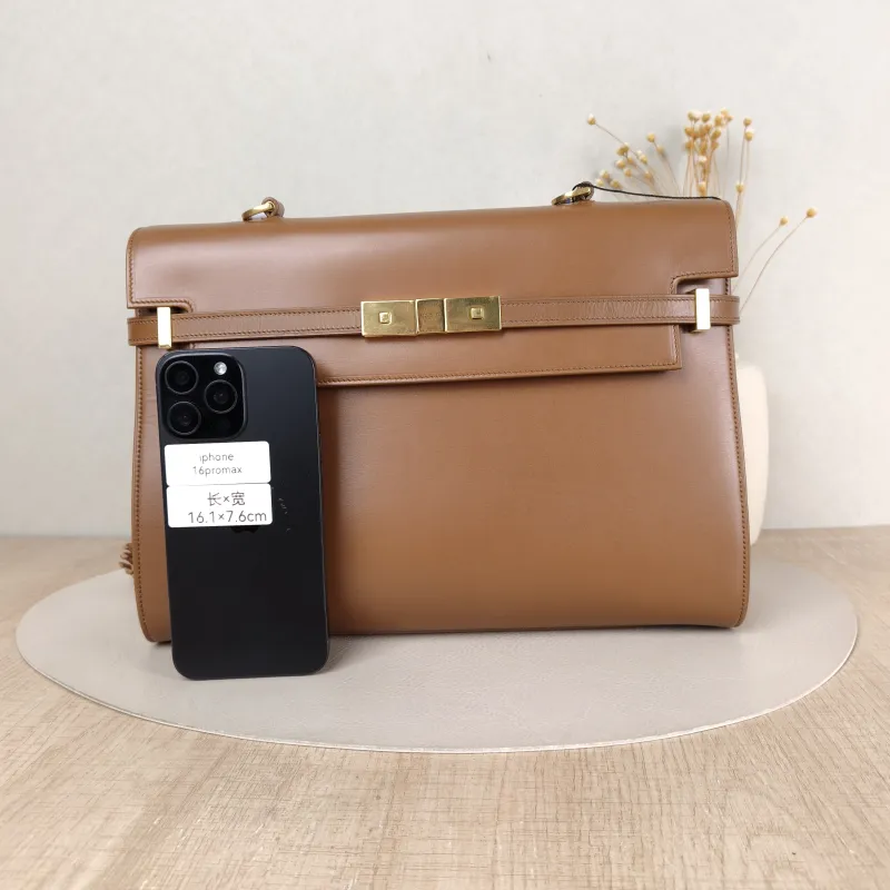 SAINT LAURENT MANHATTAN Caramel Calfskin Small 32 × 10 × 22.5 cm — cover view 3 of 5