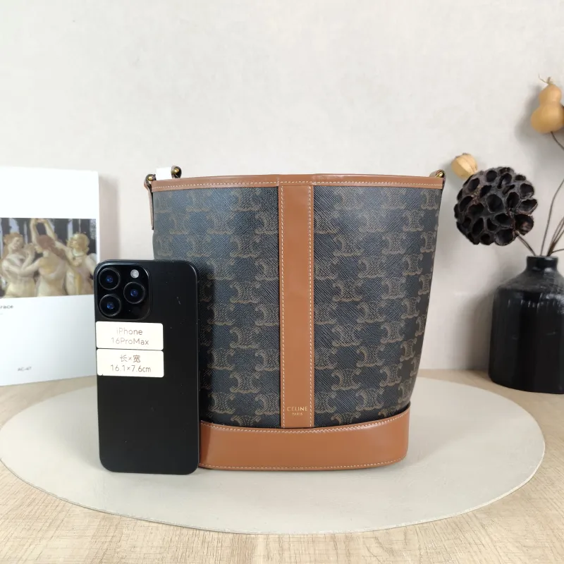 CELINE Crossbody Bag Triomphe Bucket Bag Monogram PVC Small 22 × 13 × 26 cm — cover view 5 of 6