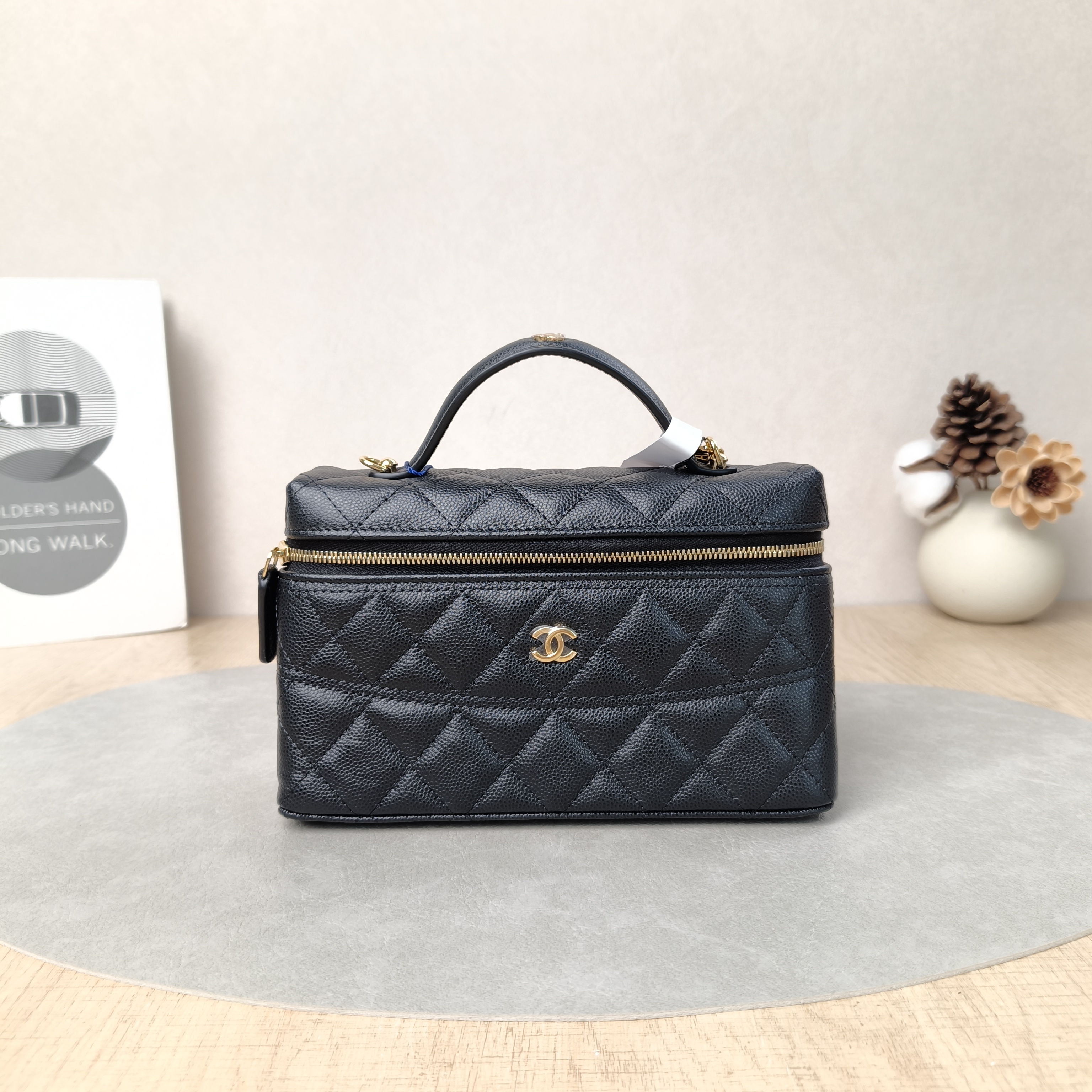 Chanel Top Handle Bag lp Black Grained Calfskin19.5 × 5 × 17 cm