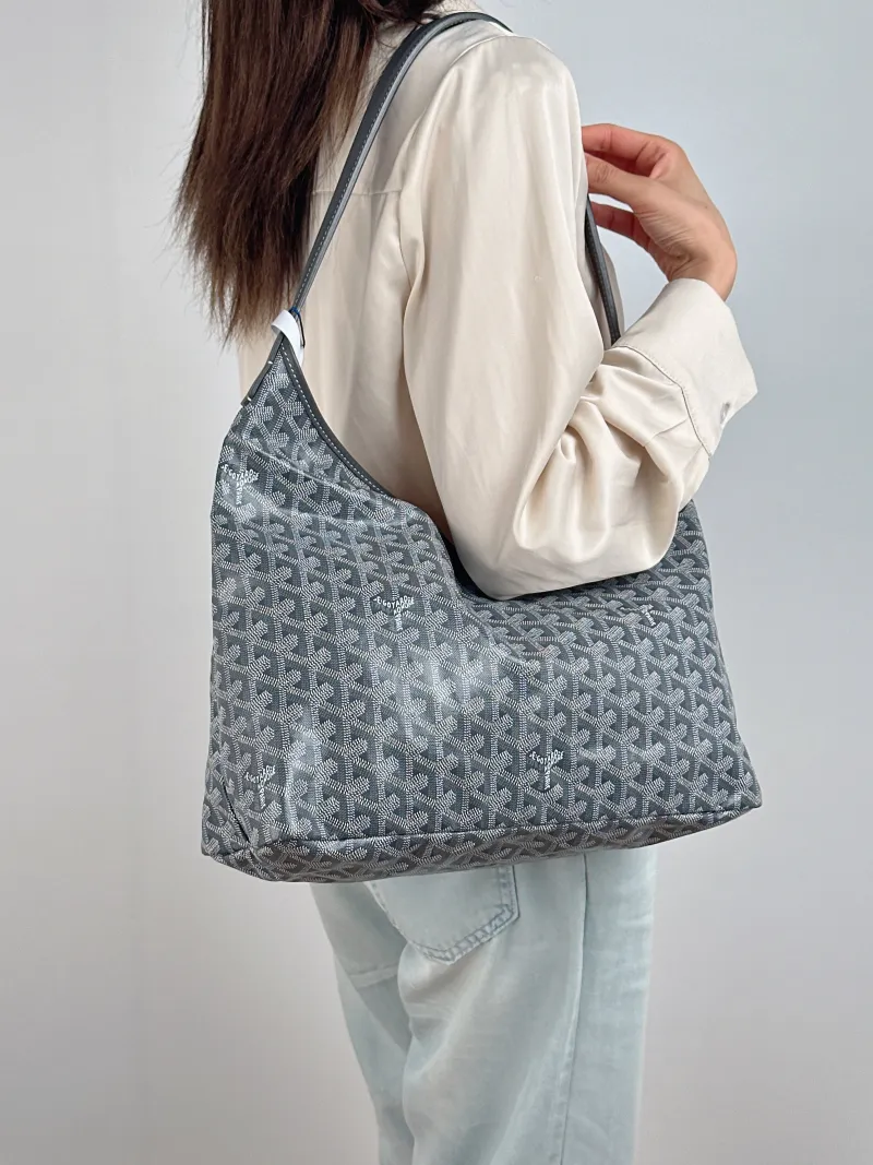 GOYARD Shoulder Bag Boheme Hobo​ Grey ine Canvas Small 43 × 14 × 27 cm — on-model view 1 of 2