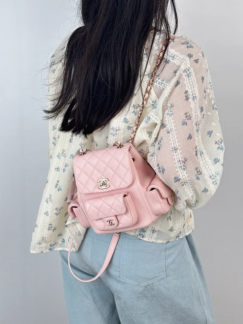 Chanel Backpackduma Grained Calfskin Small18 × 9.5 × 19 cm — on-model view 2 of 3