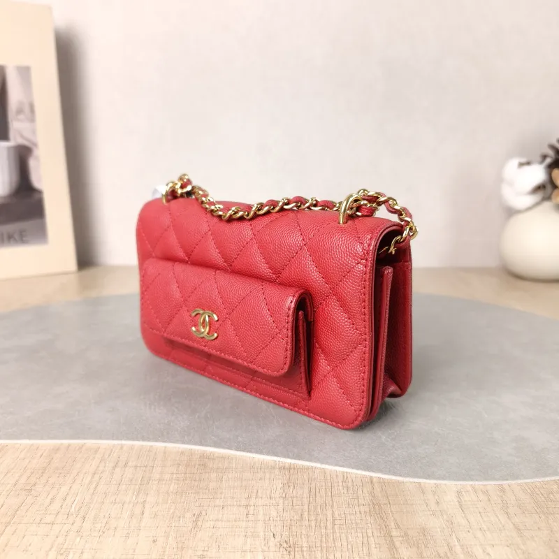 Chanel Crossbody Bag CF woc Crossbody Bag Red Grained Calfskin One Size 17 × 3 × 10 cm — cover view 5 of 5