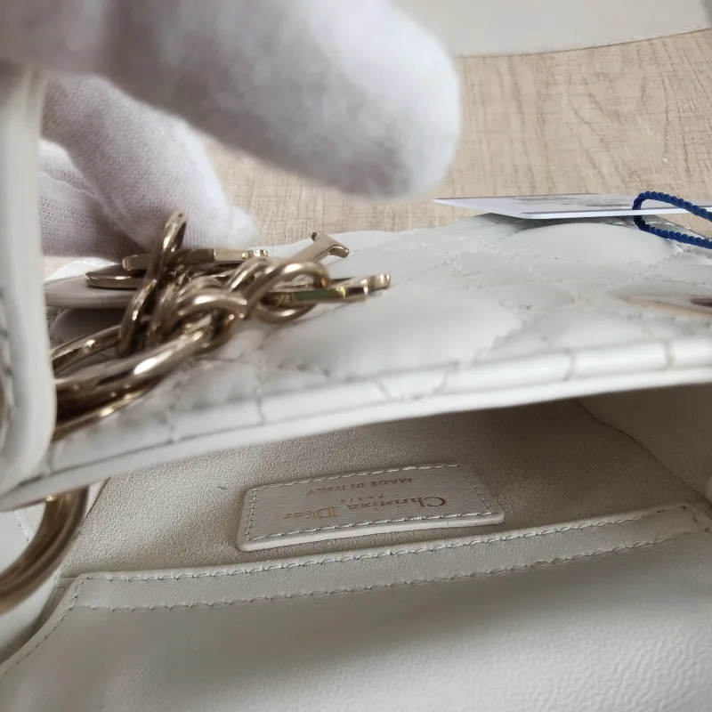 DIOR Crossbody Bag Lady Lady Dior Bag White Lambskin Mini 12 × 5 × 10 cm — detail view 11 of 11
