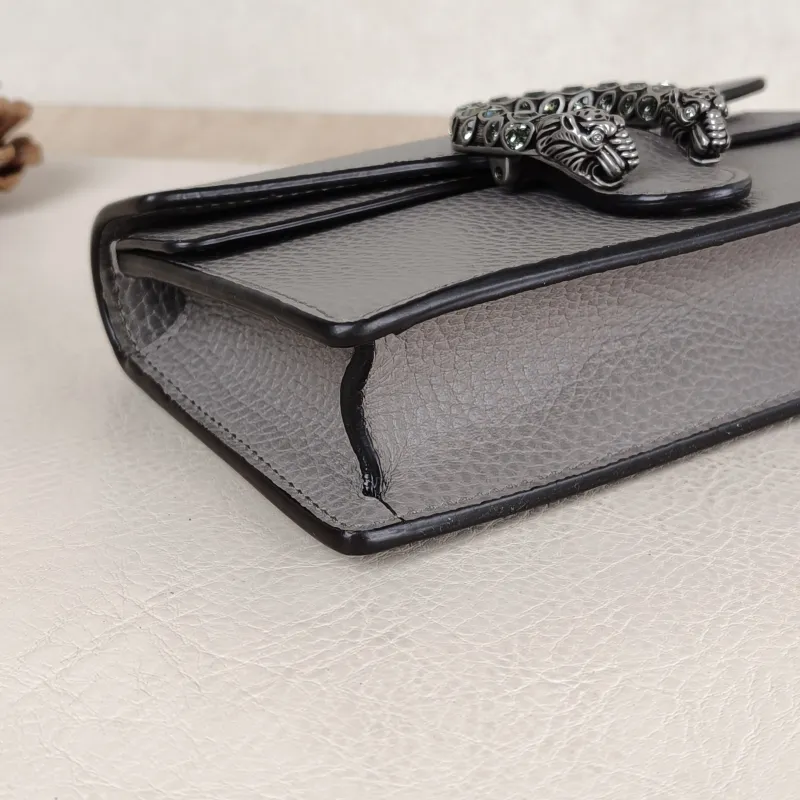 GUCCI Crossbody Bag Dionysus Grey Calfskin Mini 16.5 × 4.5 × 10 cm — detail view 5 of 14