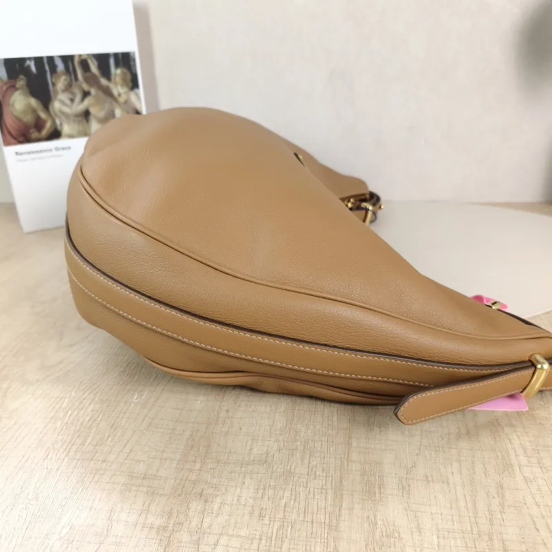 PRADA Shoulder Bag Arqué Brown Calfskin Large 35 × 8 × 22 cm — detail view 4 of 12
