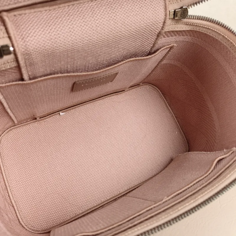 DIOR Top Handle Bag Travel Vanity Cosmetic Bag Pink Canvas Medium24.5 × 13.5 × 17 cm — detail view 3 of 12