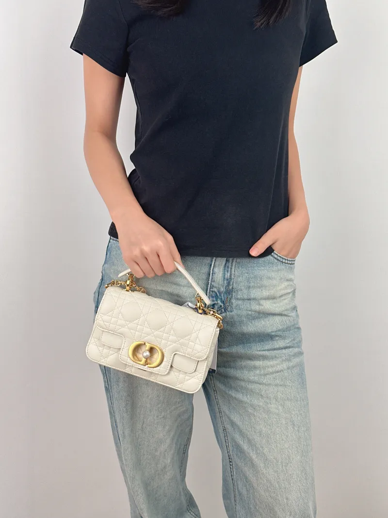 DIOR Crossbody Bag Jolie Top Handle Pearl Crossbody Bag White Calfskinmini19 × 7 × 12 cm — on-model view 1 of 3