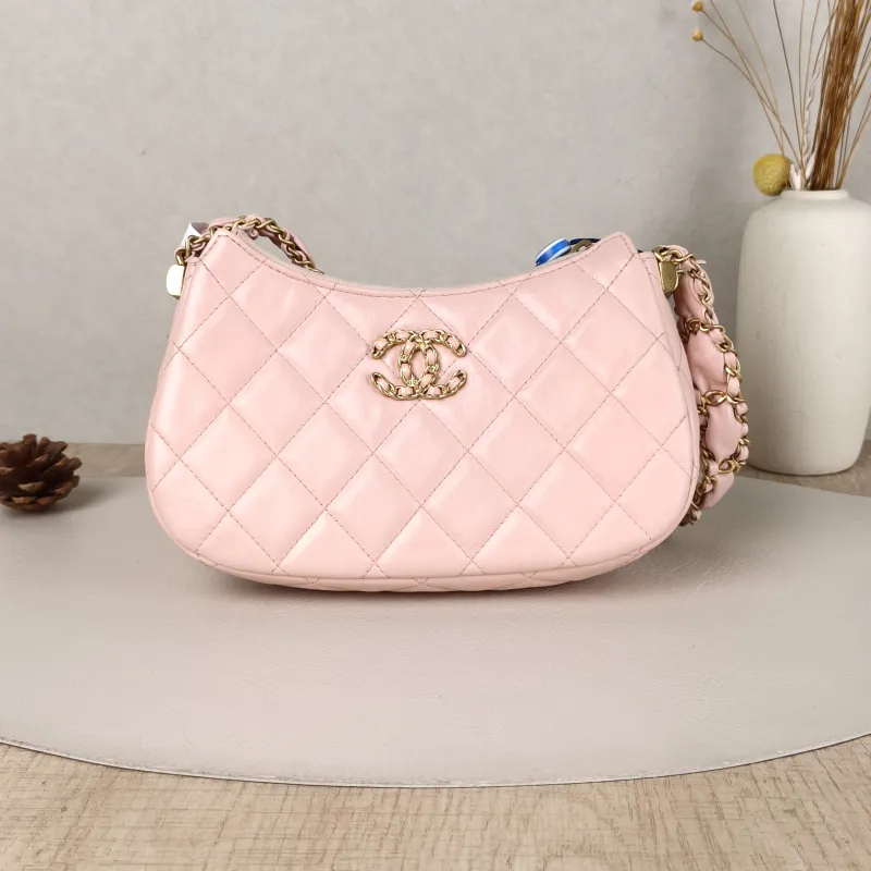 Chanel Shoulder Bag 23k hobo 19 Pink Lambskin 20 × 4.5 × 13 cm