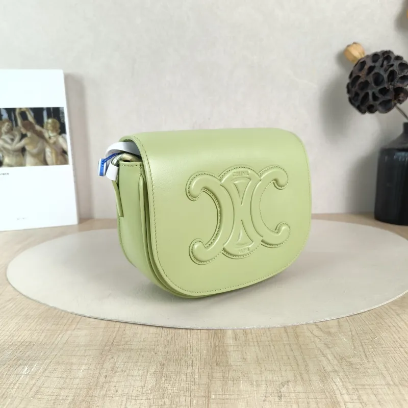 CELINE Crossbody Bag FOLCO TRIOMPHE Green Calfskin One Size 18.5 × 7 × 15 cm — cover view 2 of 6